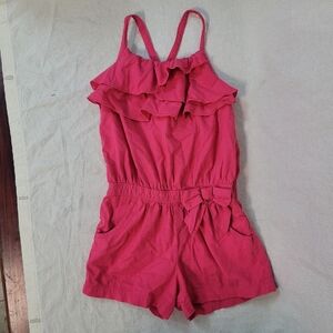 Cherokee Pink Ruffled Romper Jumpsuit, Girls 5t